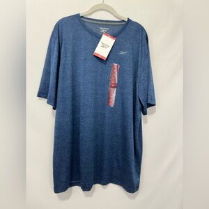 Men’s Reebok Heather Navy Blue Speed Wick Short Sleeve Top XL New with t…